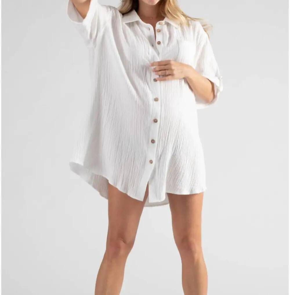 NEW CACHE COEUR bertille maternity and nursing beach dress in white